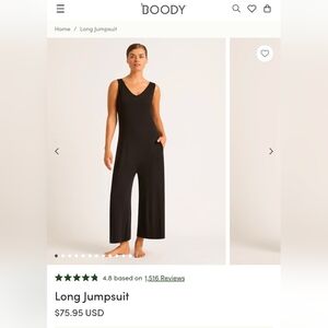 BOODY Black Wide Leg Jumpsuit Sleeveless V-Neck
